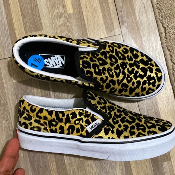Vans Slip On Girls Metallic Gold & Black - Picture 1 of 6